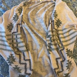 Charming Charlie Beige and Green Geometric Cardigan